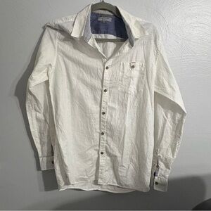 Men's Ted Baker London White Linen Cotton Button Down Shirt Size 4 Classic